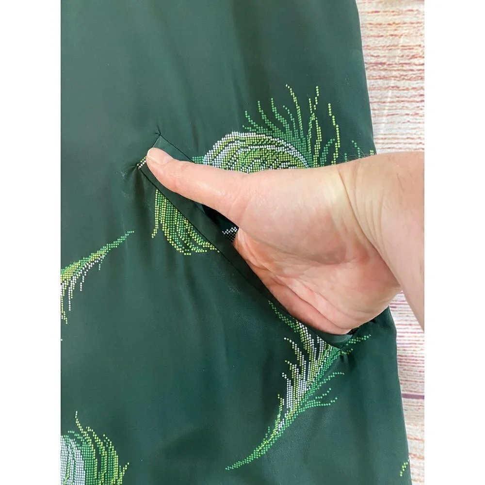Vintage Cain Sloan Peacock Green Dressing Coat - L/XL - Picture 3 of 12